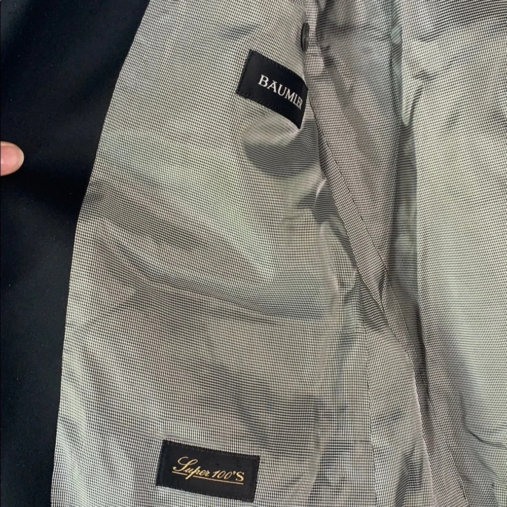 Baumler black men’s dress suit jacket pant set 40r